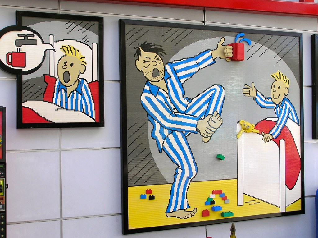 Lego mural near the front entrance.  Anyone who has owned Legos can relate.