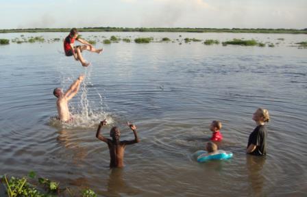 Cooling off in the Nile Sunday afternoon