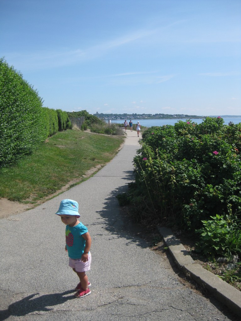A portion of the Cliff Walk.  Some portions are rocky and difficult to traverse.  Not this section near the Breakers.