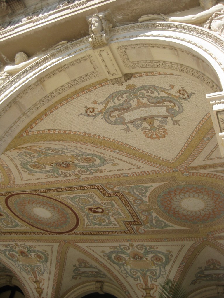 The ceiling on a balcony.  Every flat surface is an artists canvas.