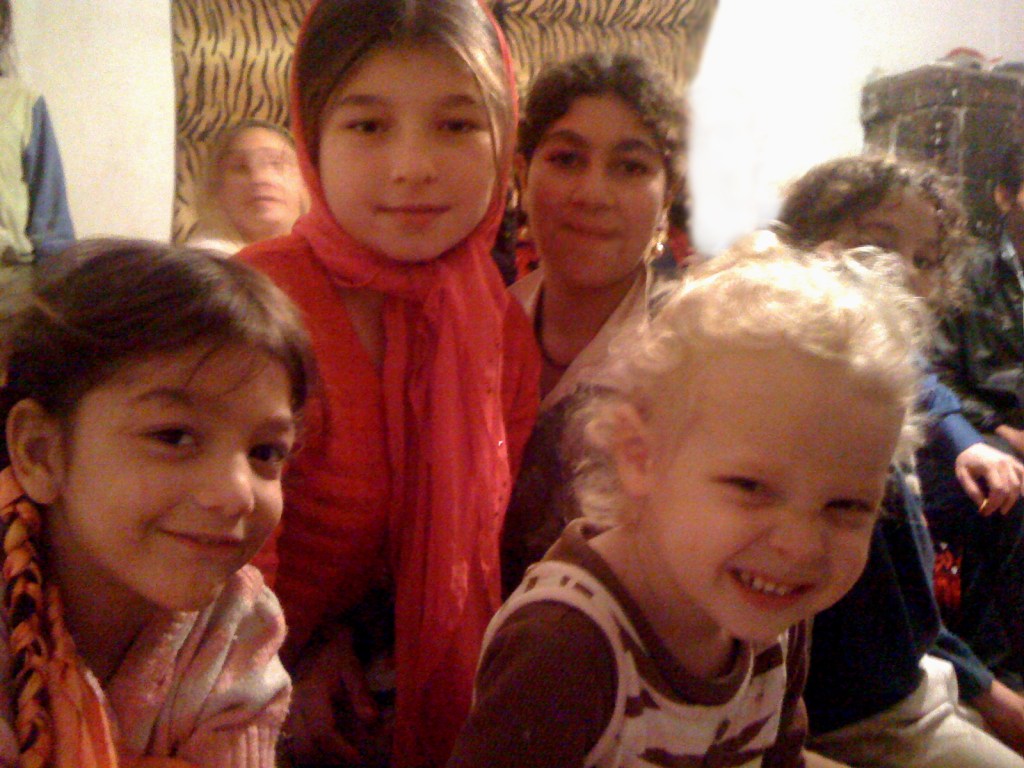 Illiana making friends with the Gypsy kids