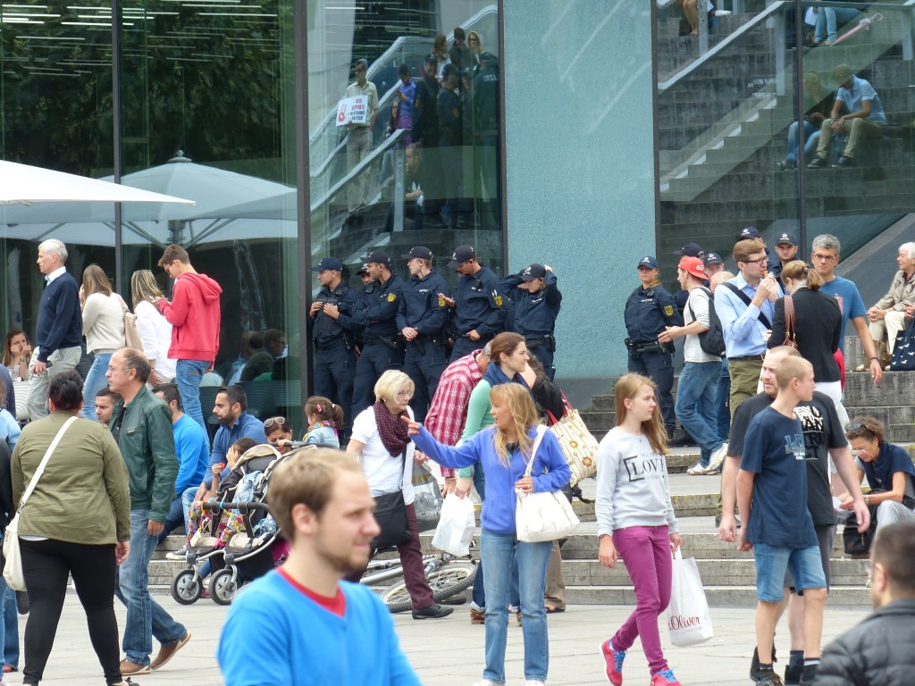 Riot police at the ready